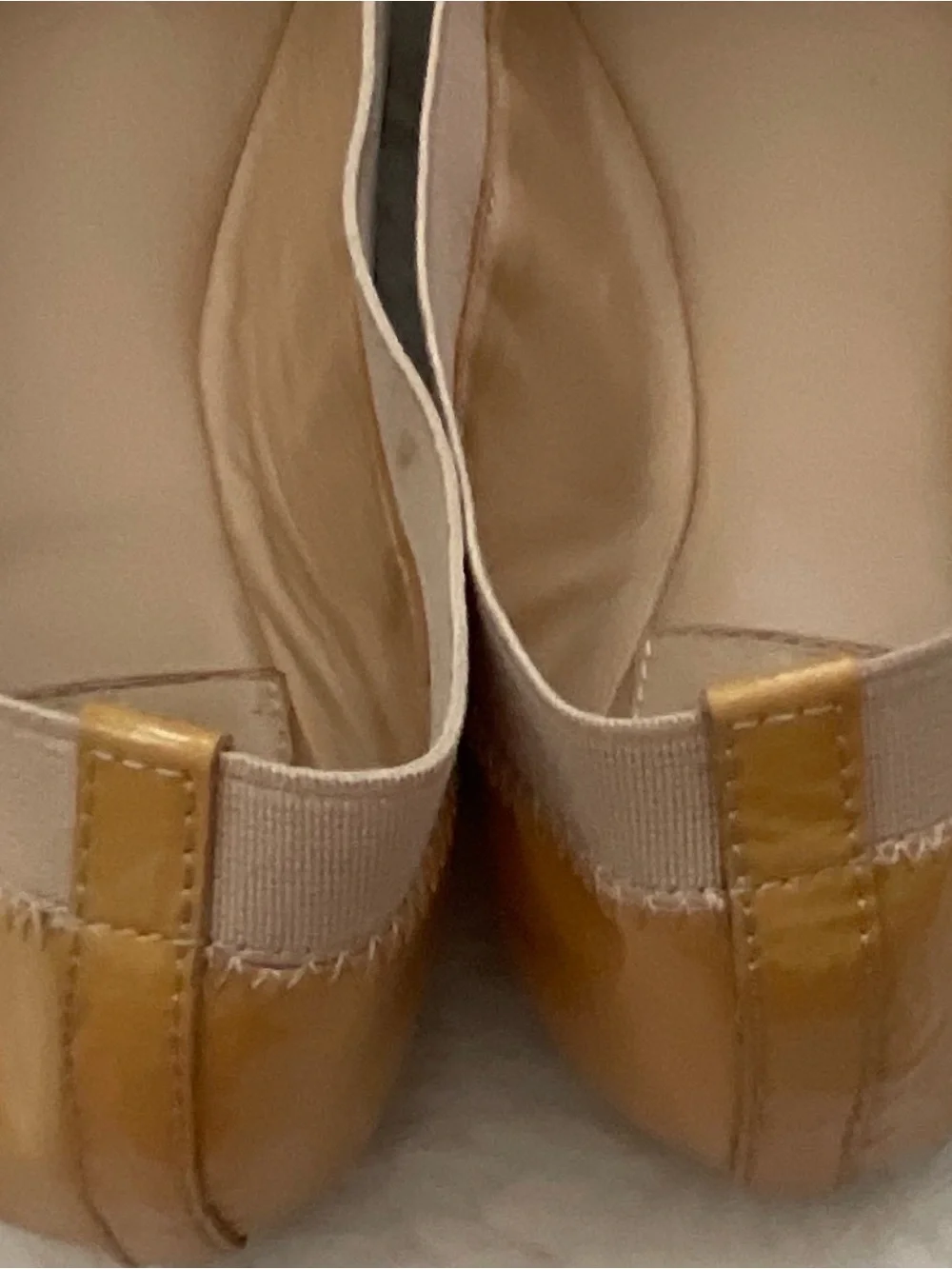 Tory Burch Patent Leather Ballet Flats in Mustard with Gold Logo